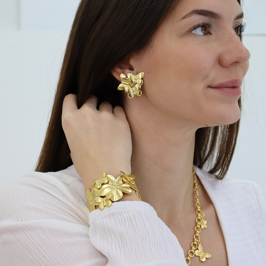 KARINE SULTAN - Botanical Butterfly Cuff - 24K Gold Plated