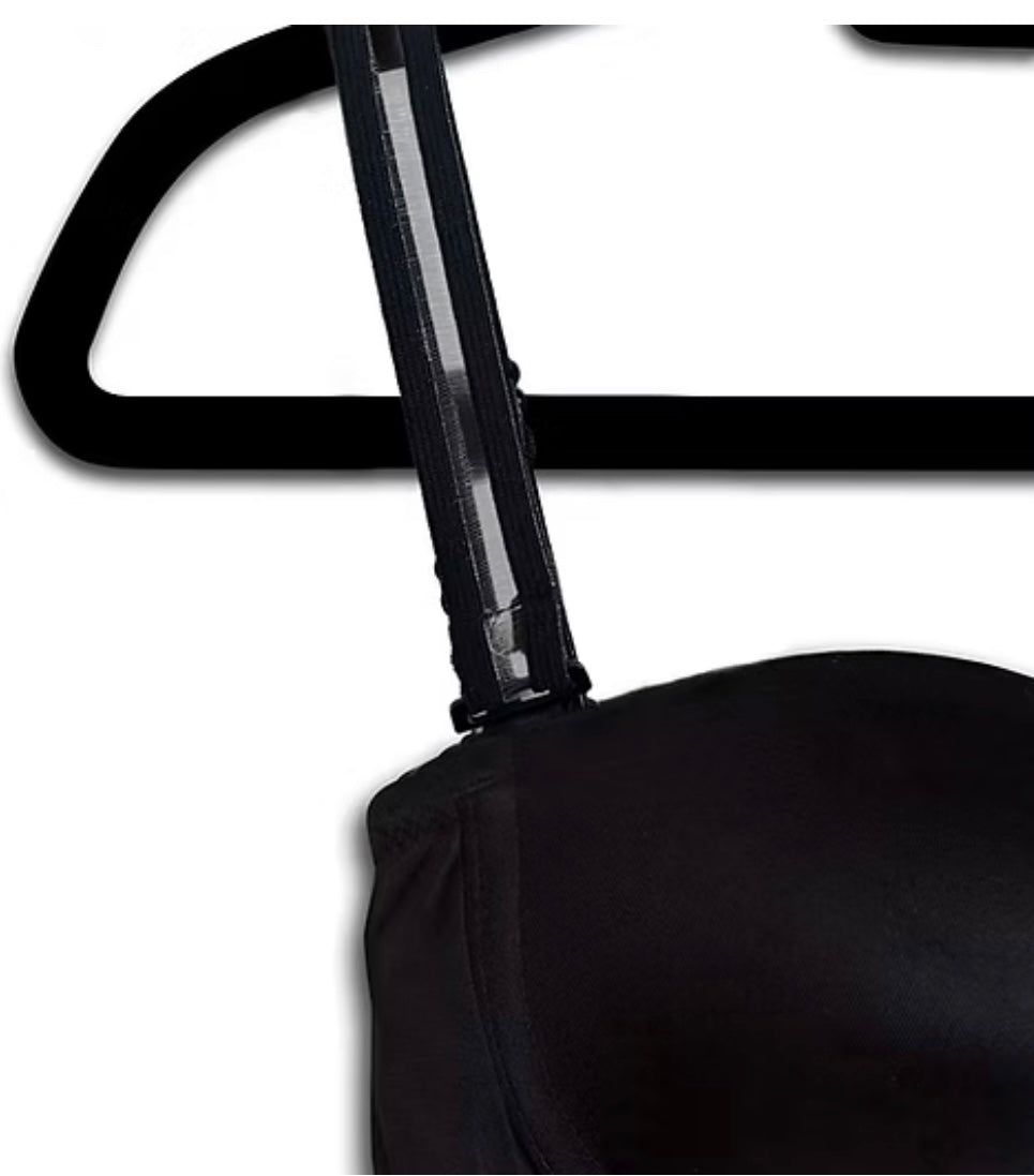 Strap It’s Bra with White Skinny Sheer Strap