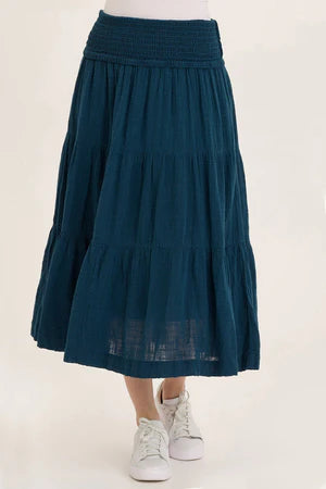 XCVI Abyss Gauze Tiered Skirt