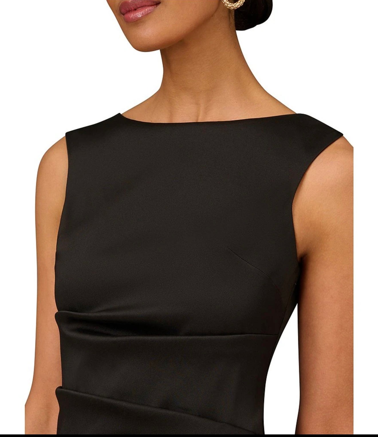 Aidan Mattox Stretch Mikado Boat Neck Sleeveless Sheath Gown