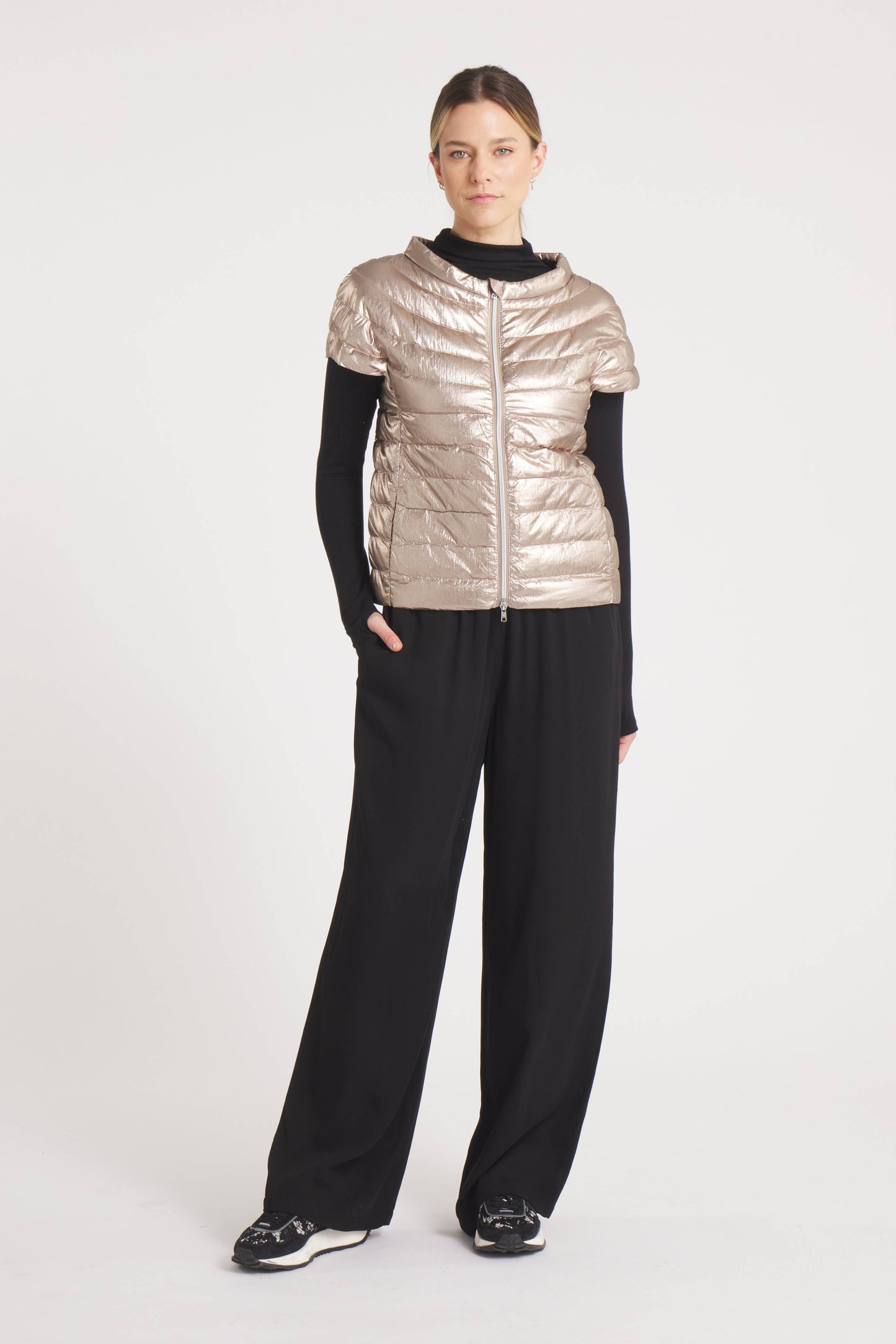 The St Ives | Down Vest Metallic Gold