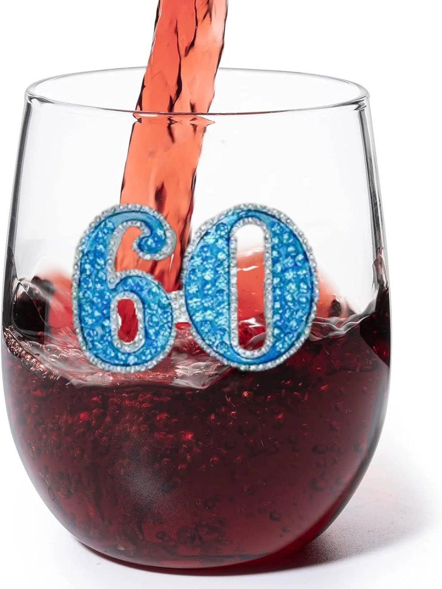 60th Birthday Jeweled Stemless Wine Glass