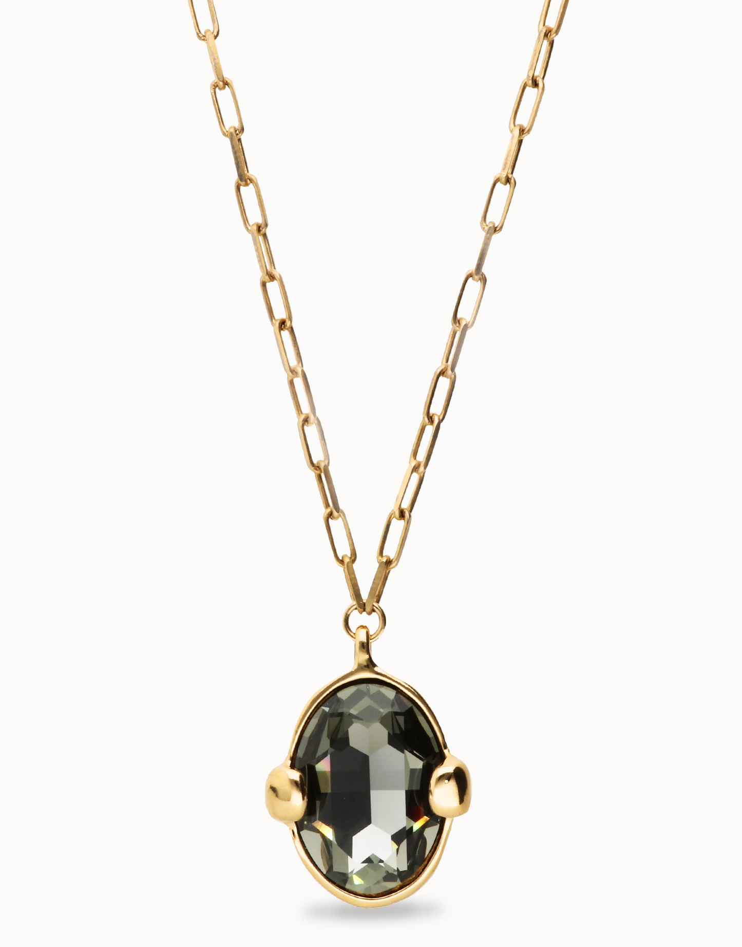 UNO DE 50 Long necklace with gray oval faceted crystal