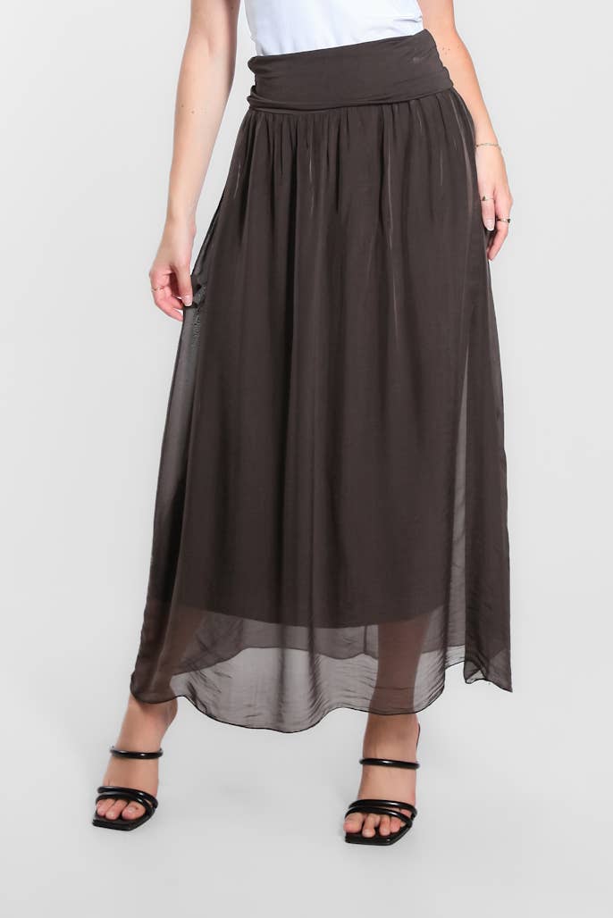 TINA Stephens Italy/Tees By Tina - Brenda Silk Foldover Waist Skirt (SL204)