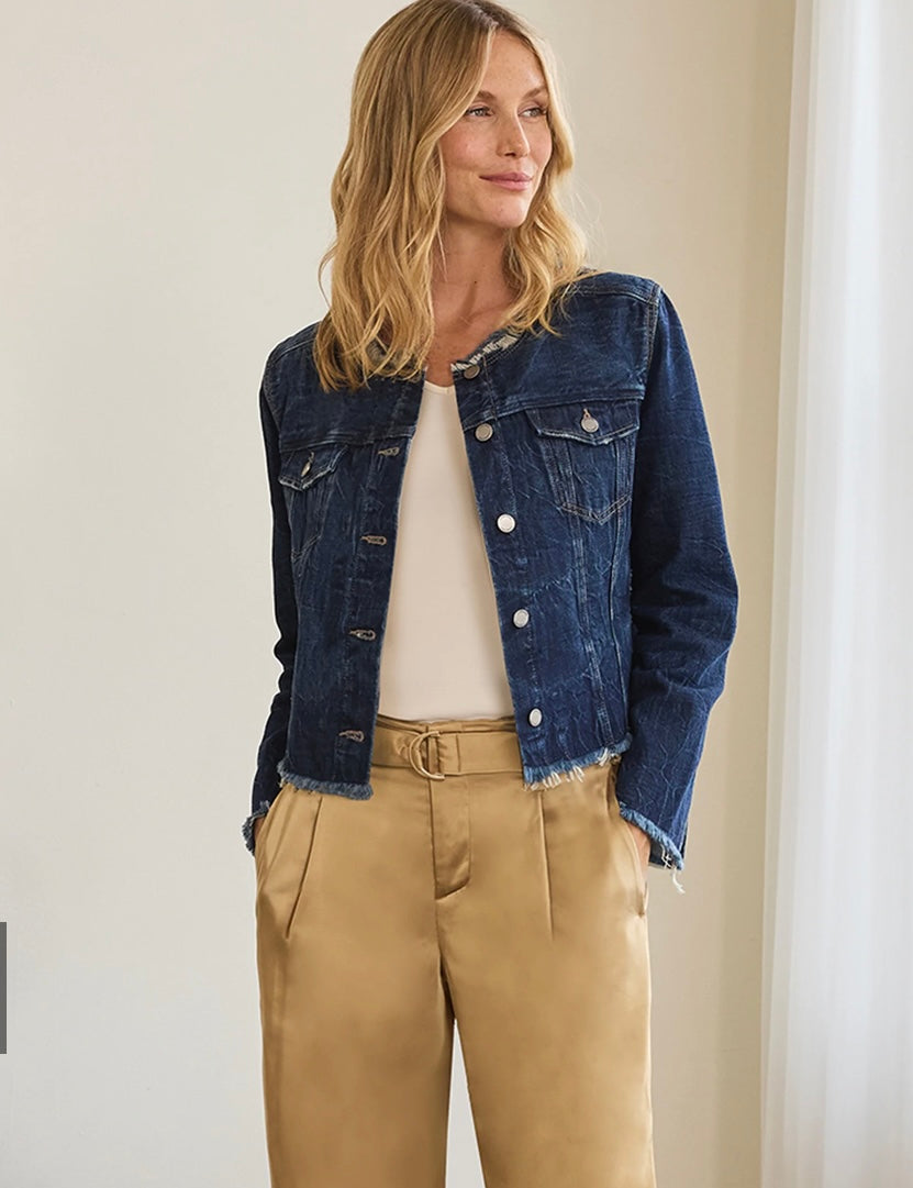 Liverpool Frayed Hem Denim Jacket