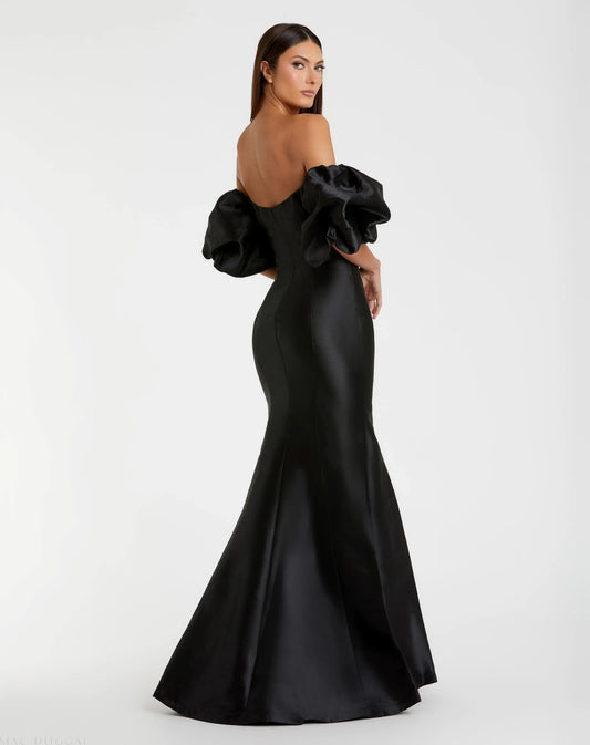 Mac Duggal Black Sweetheart Off The Shoulder Puff Sleeve Gown