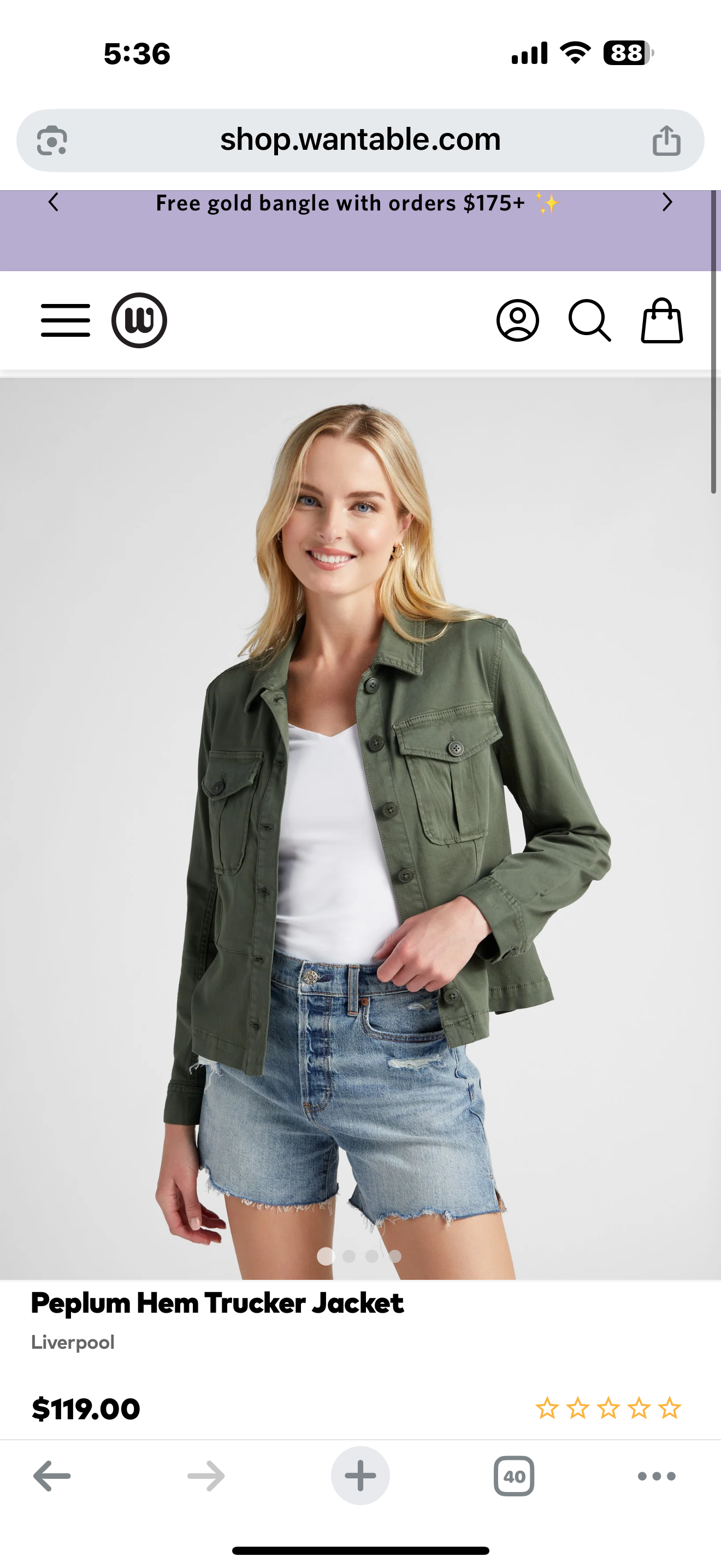 Liverpool Peplum Hem Trucker Jacket