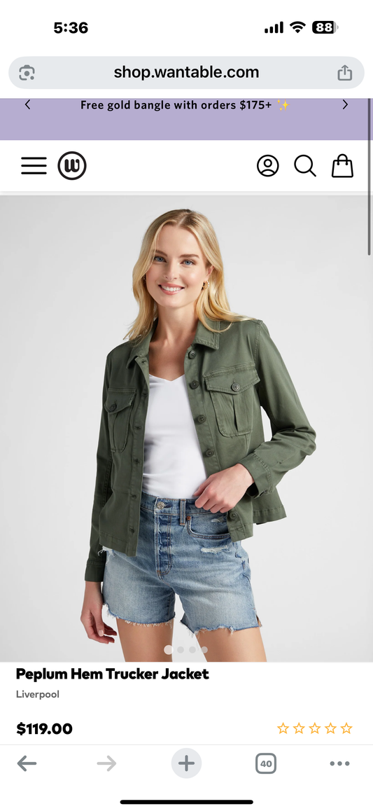 Liverpool Peplum Hem Trucker Jacket