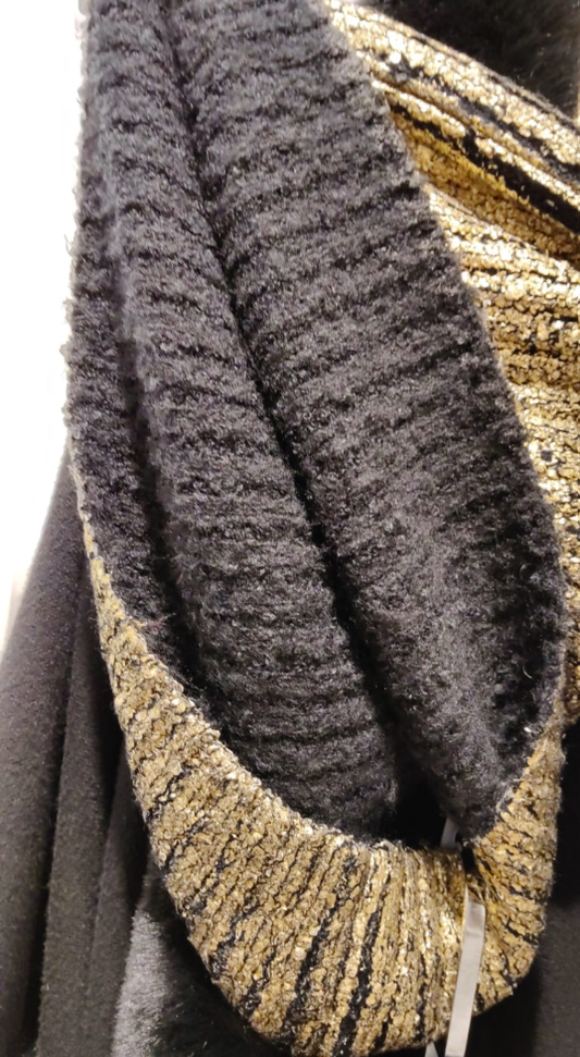 MCLG Metallic Light Gold Warm Cozy Round Neck Knit Sweater