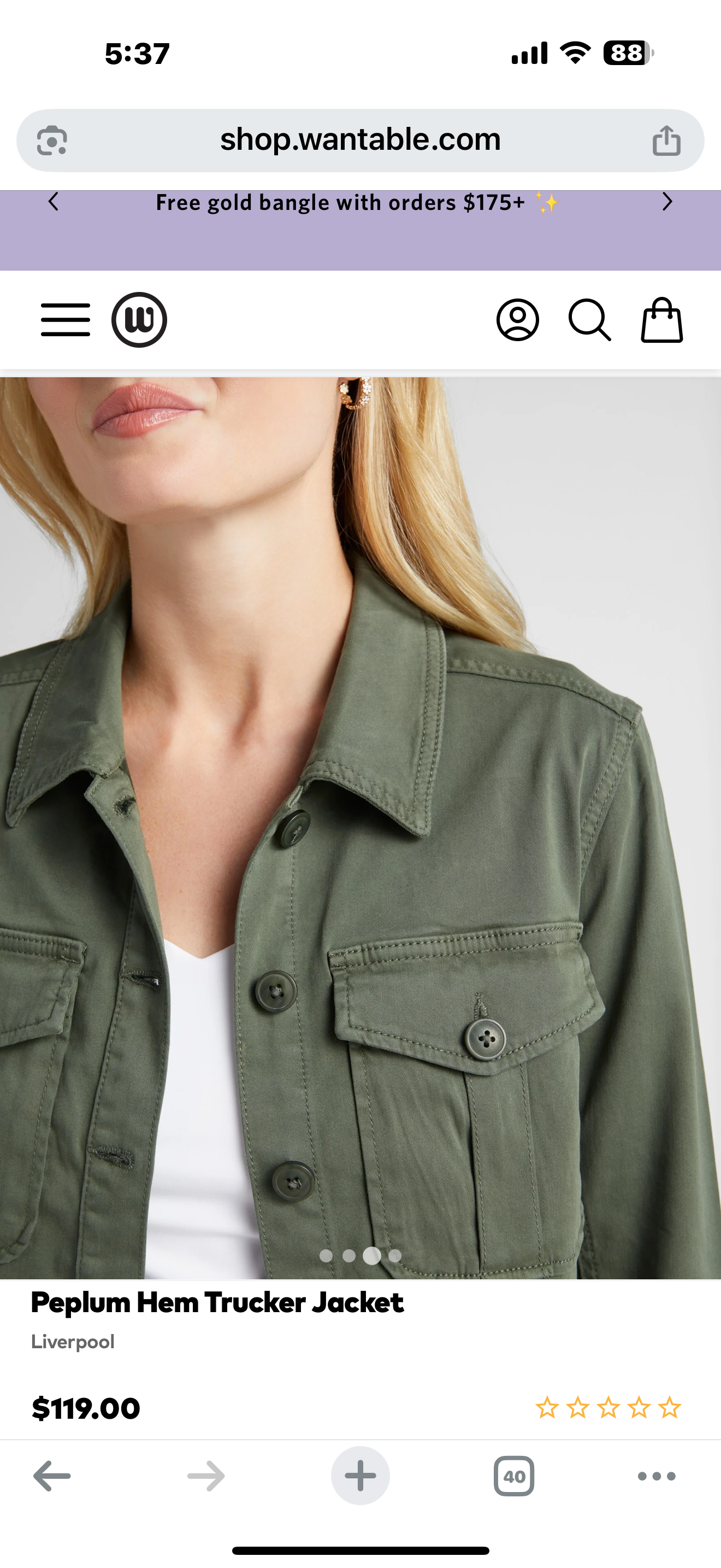Liverpool Peplum Hem Trucker Jacket