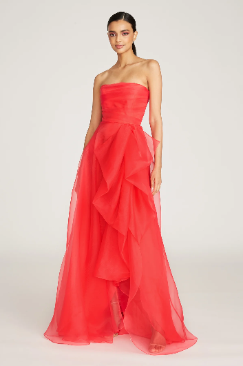 Theia Couture Teresa Strapless Draped Gown