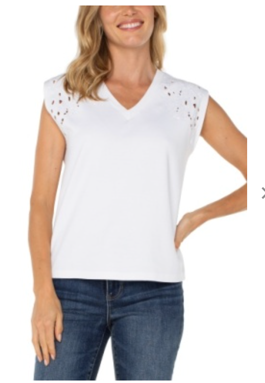 cap slv dolman v neck knit top w emb