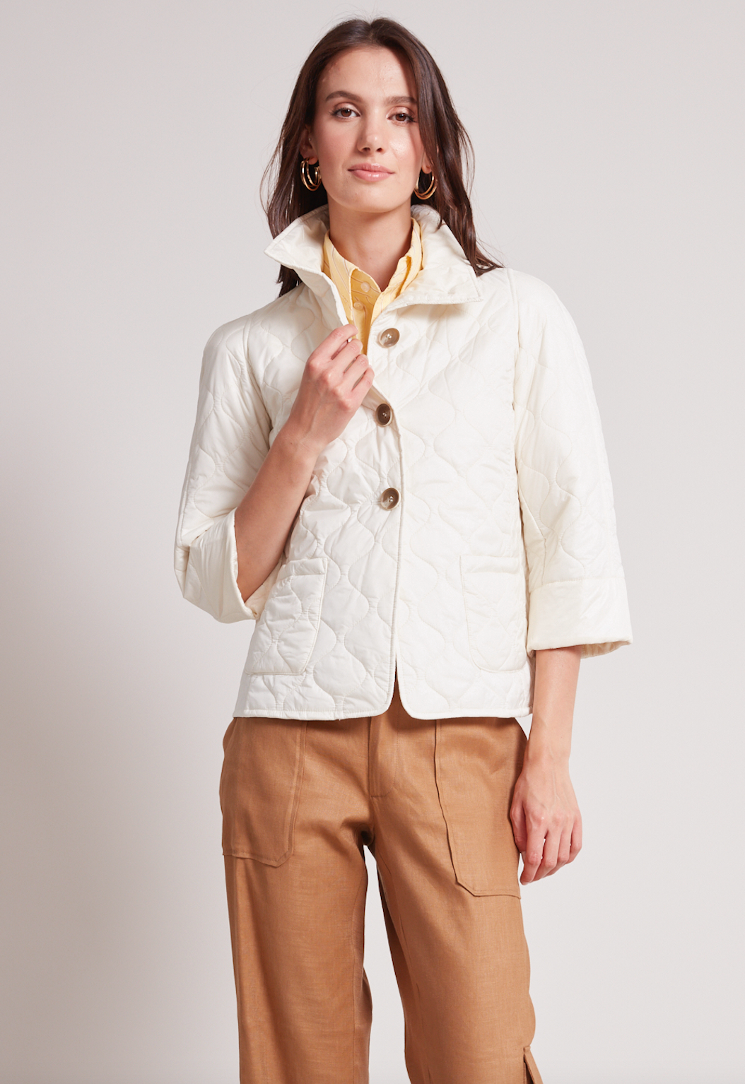 Tenley Quilted Wave 3/4 Sleeve Jacket