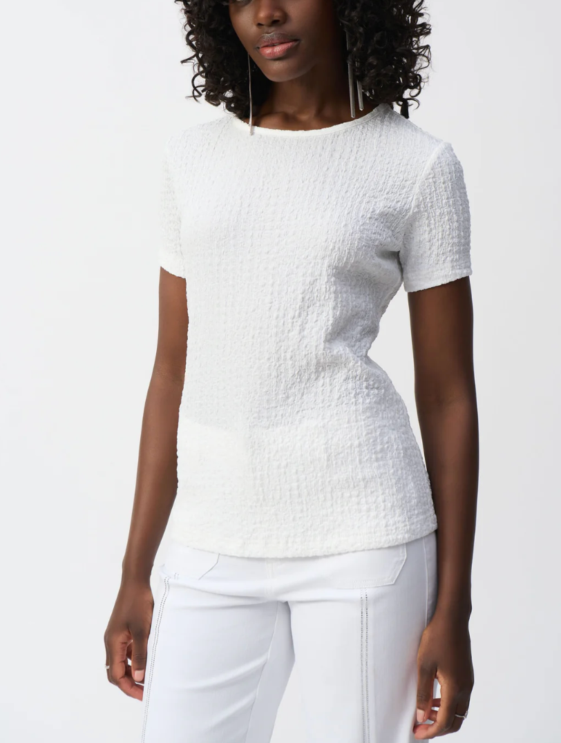 Puckered Knit Fitted Top