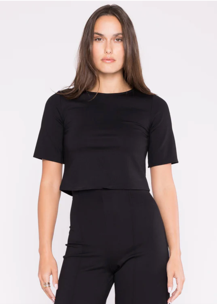 Ponte Knit Short Sleeve Top Extended