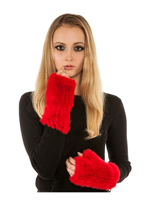 VOLARE Knitted Mink Fingerless Gloves