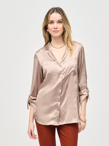 Joseph Ribkoff Collarless V-neck Casual Shirt