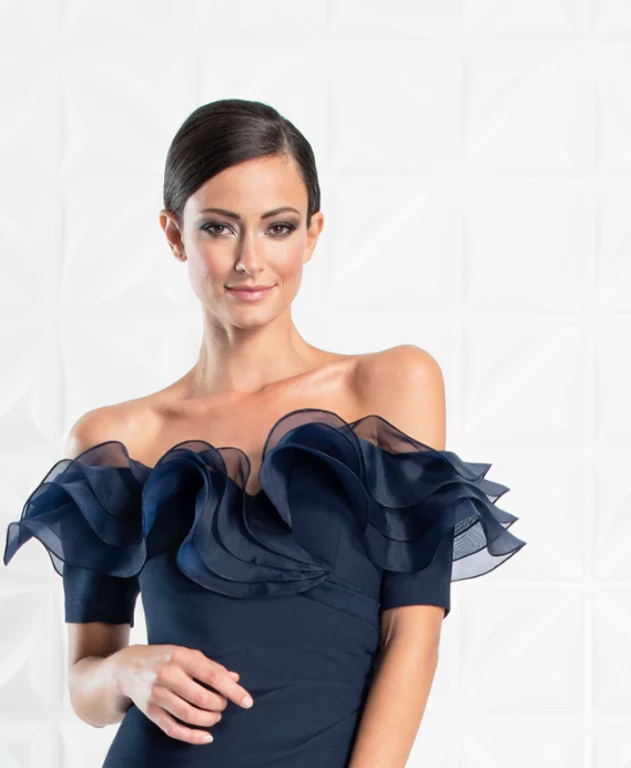 Alexander by Daymor Couture Ruffled Off Shoulder Sheath Dress