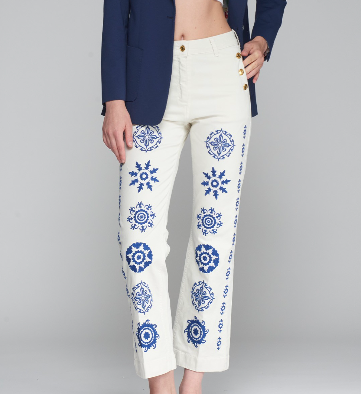 Vilagallo AMELIE EMB CRUDO Pant