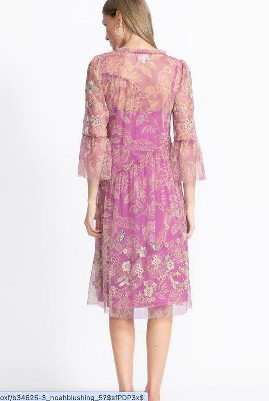 Johnny Was Mazzy Arching Ruffles Trim Dress