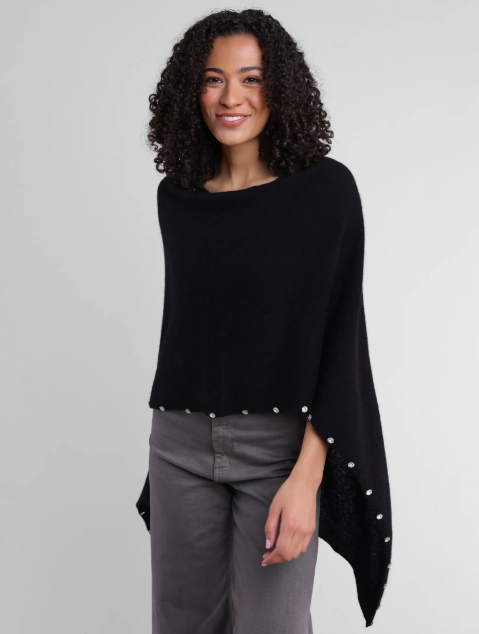 Alashan Cashmere 100% Cashmere Beaded Trim Topper