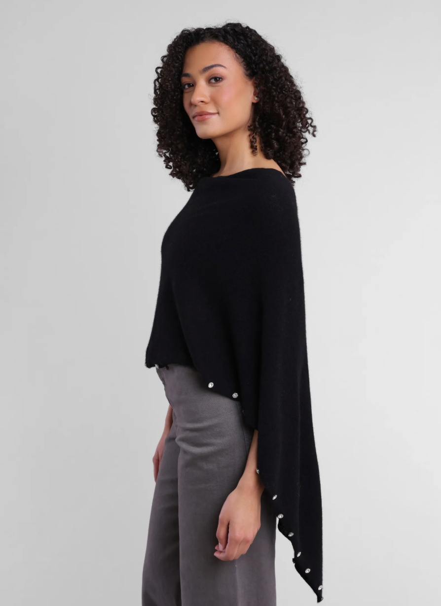 Alashan Cashmere 100% Cashmere Beaded Trim Topper