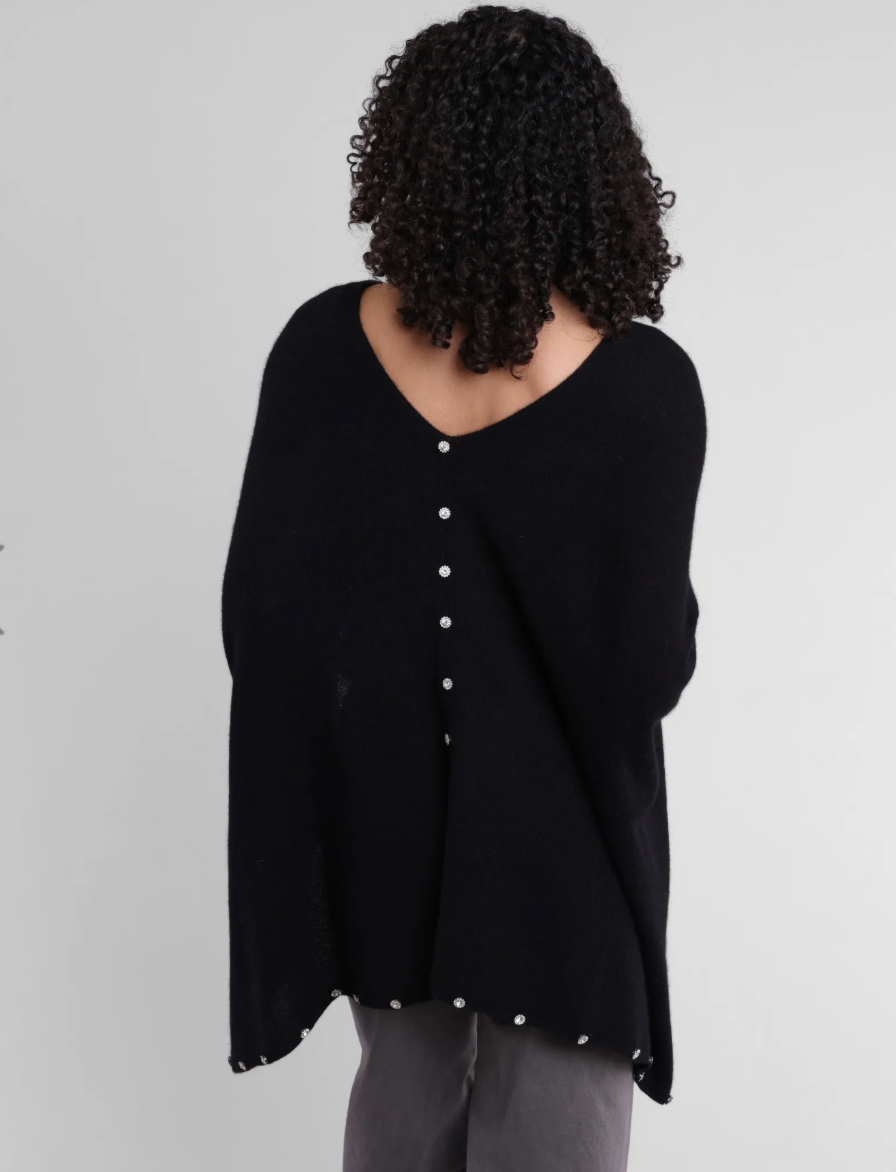 Alashan Cashmere 100% Cashmere Beaded Trim Topper