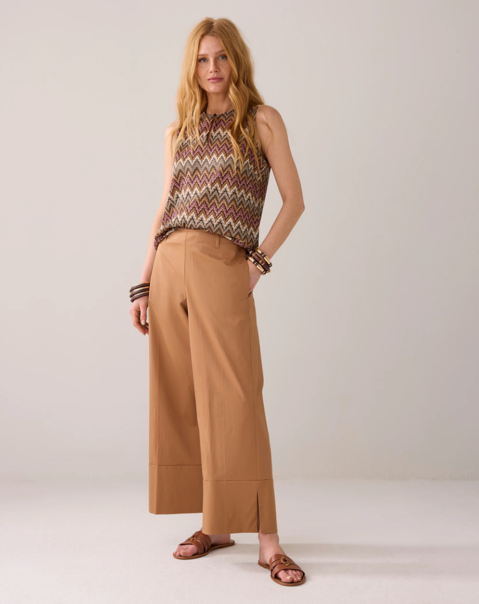 Summum Cotton 7/8 Length Trousers with Slit