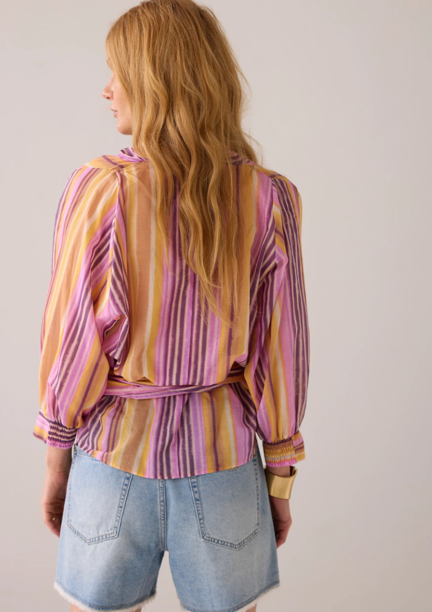 Summum Multi Stripe Wrap Blouse