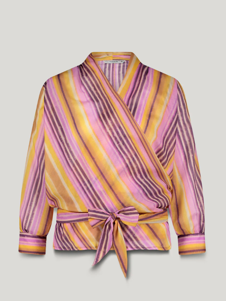 Summum Multi Stripe Wrap Blouse