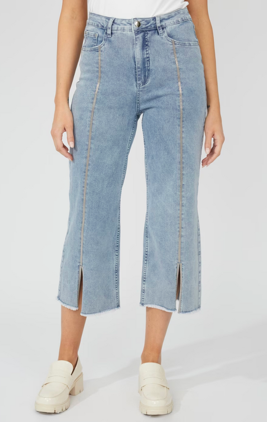 Frank Lyman Cropped Wide Leg Jeans
