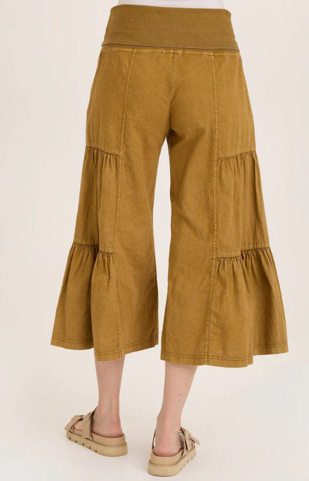 XCVI Wearables Linen Side-Tier Wide Leg Palazzo
