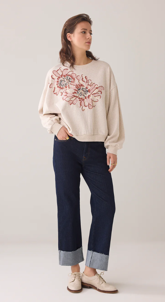 Summum Long Sleeve Floral Artwork Sweatshirt