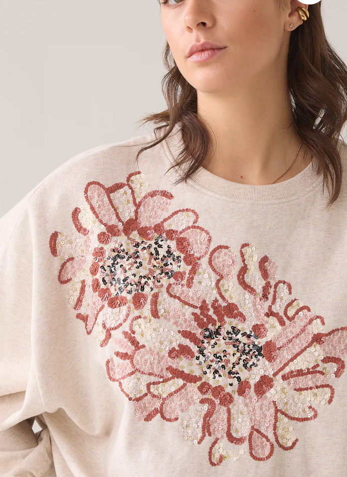 Summum Long Sleeve Floral Artwork Sweatshirt
