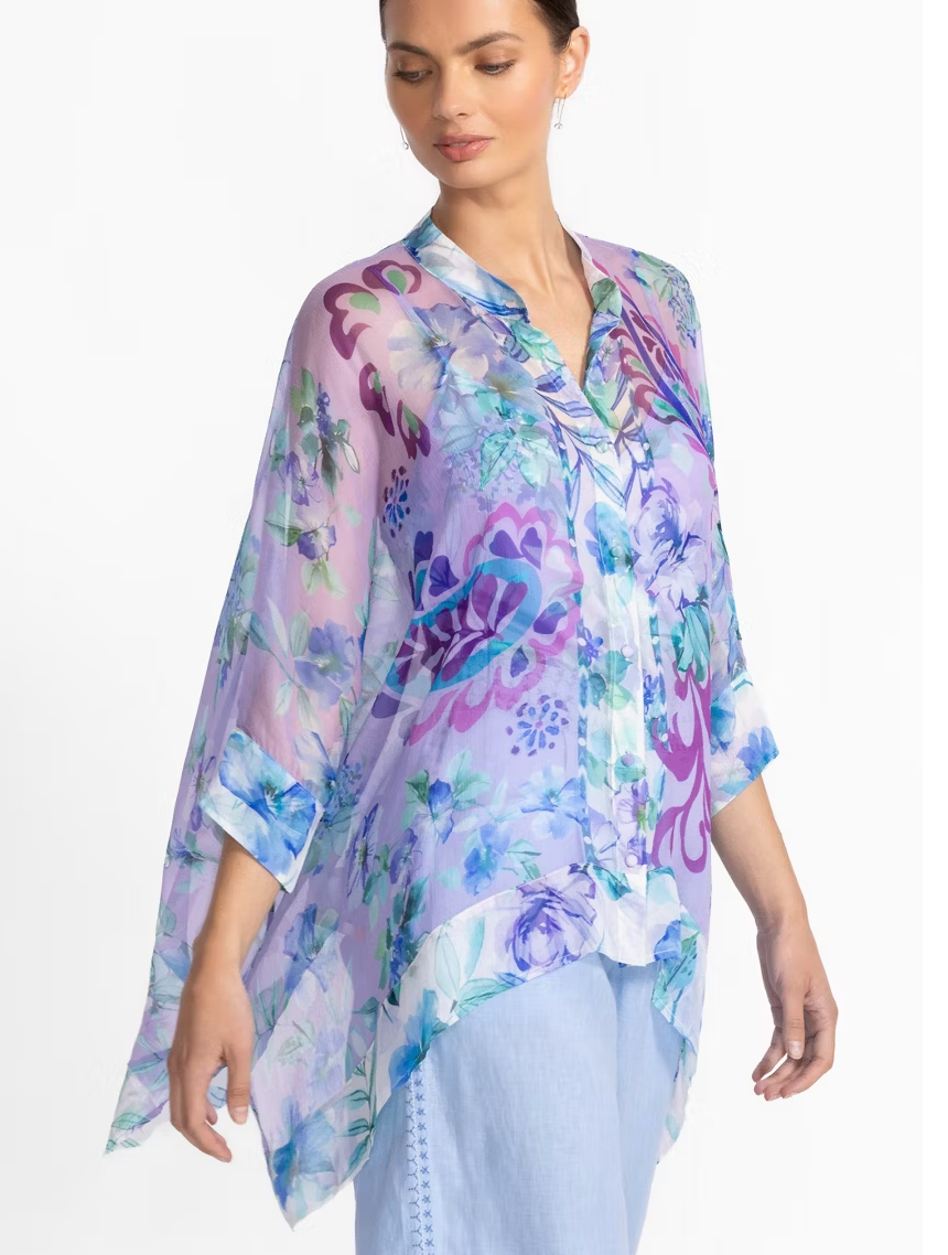 Johnny Was Katia Silk Oversized Blouse