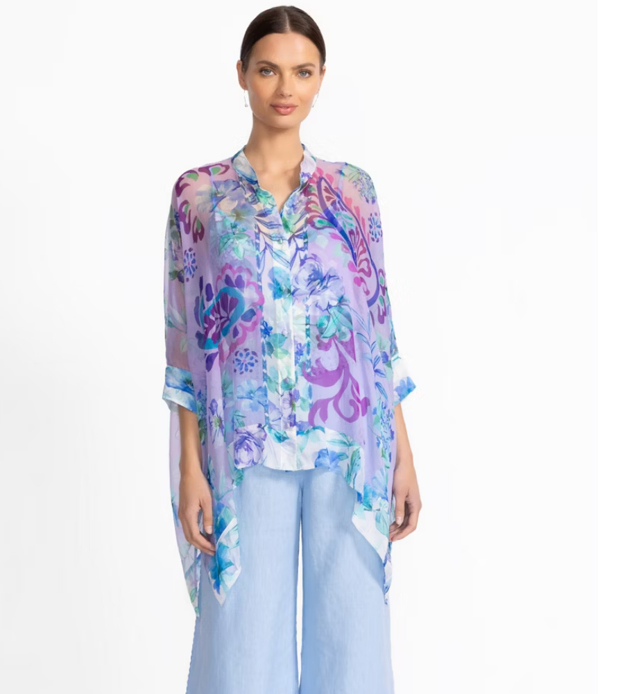 Johnny Was Katia Silk Oversized Blouse