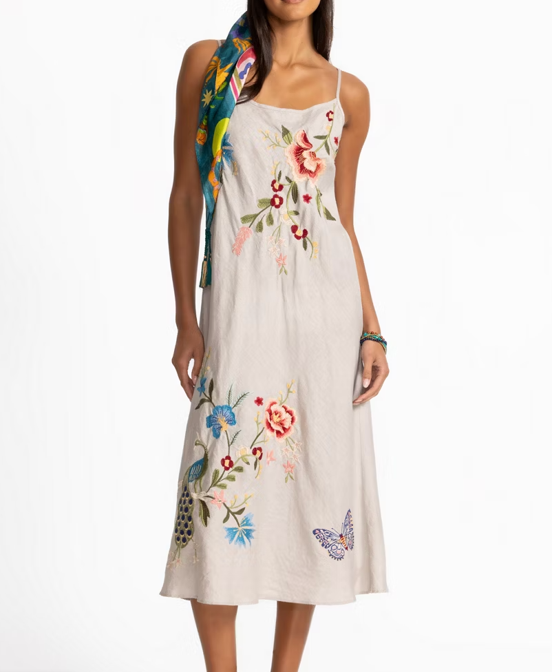 Johnny Was Linen Modern Slip Dress