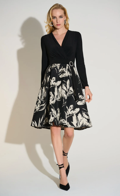 Joseph Ribkoff Floral V-Neck Wrap Dress