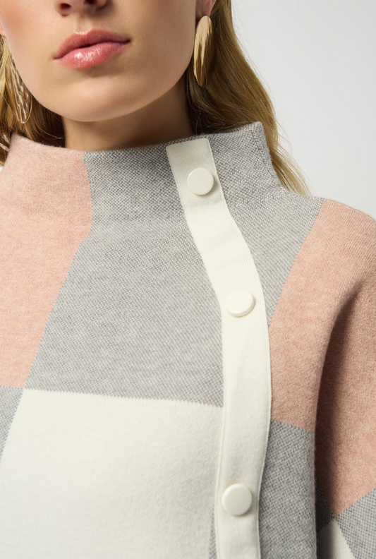 Joseph Ribkoff Plaid Jacquard Sweater Knit Top