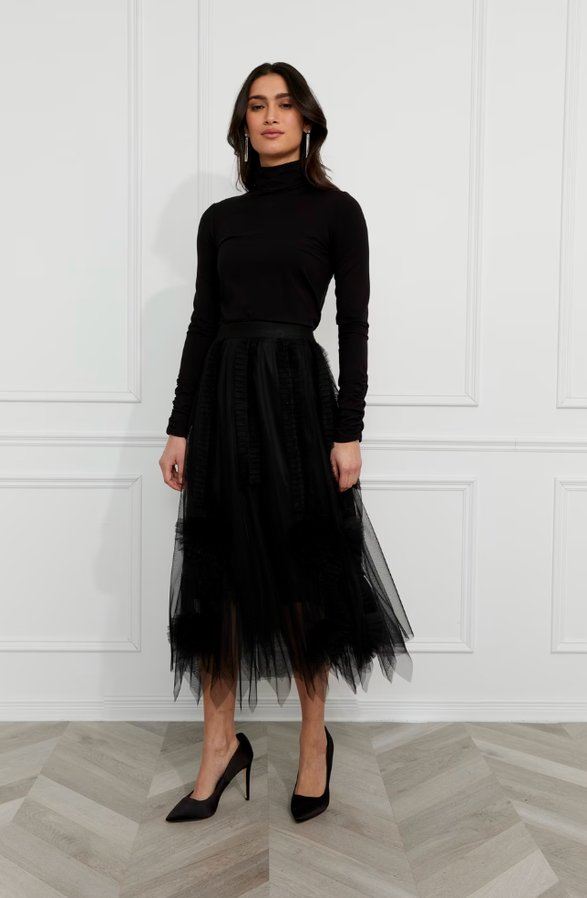 Frank Lyman Ruffled Midi Skirt