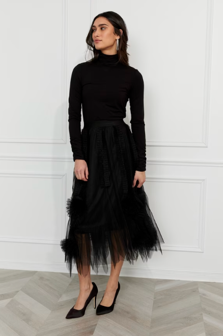 Frank Lyman Ruffled Midi Skirt