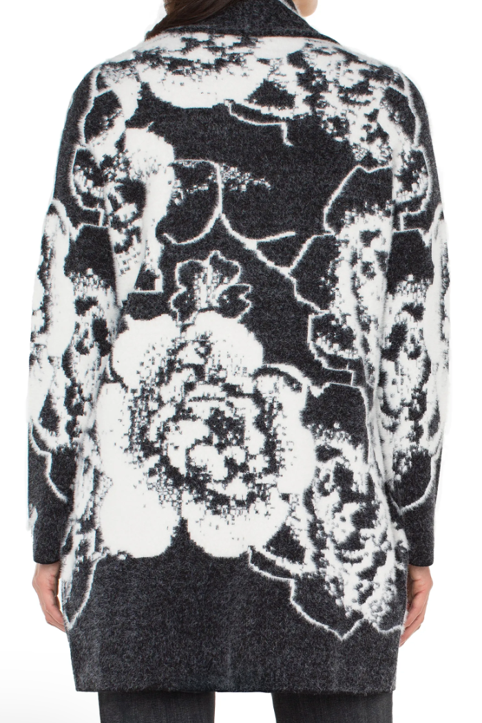 long slv open front shawl sweater coat