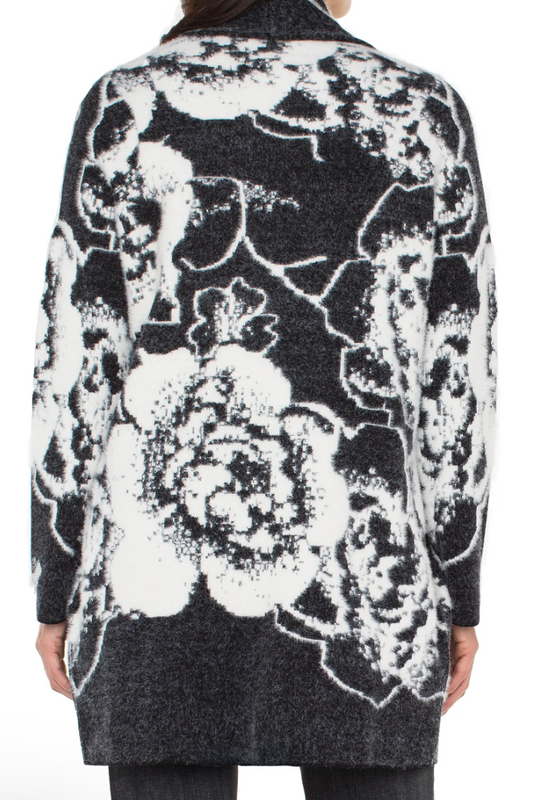 long slv open front shawl sweater coat