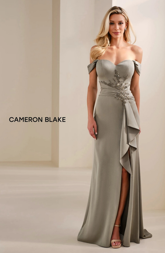 Cameron Blake by Mon Cheri Crepe Sweetheart Neck Dress