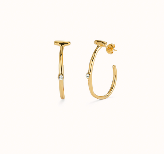 UNO DE 50 Hoop Gold earrings with white topaz