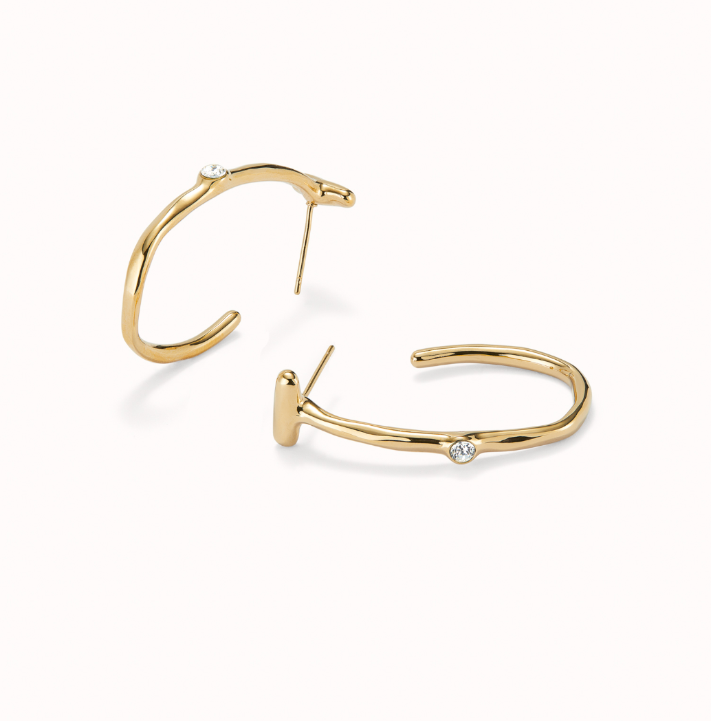 UNO DE 50 Hoop Gold earrings with white topaz