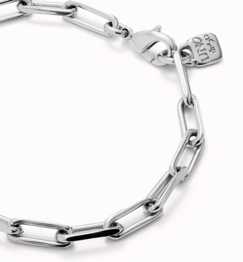 UNO DE 5O Silver Rectangular link chain bracelet