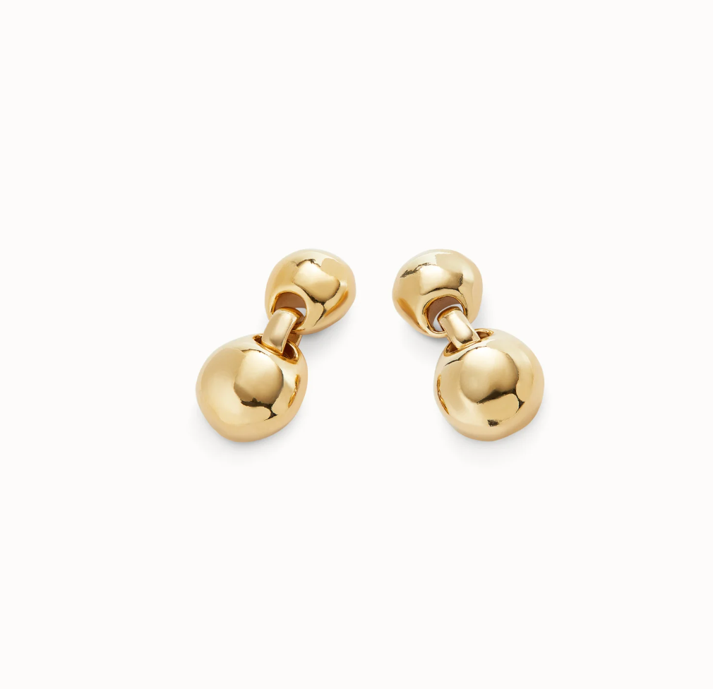 UNO DE 50 Ser Intrepida Drop Gold earrings with two beads