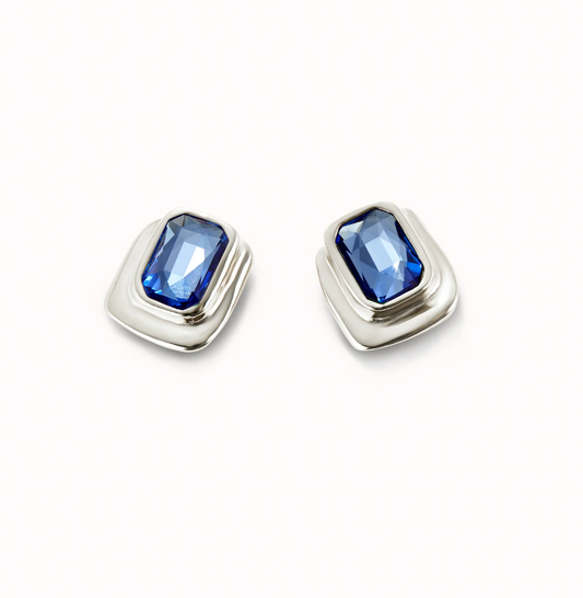 UNO DE 50 Ser Magnetica Stud earrings with blue crystal