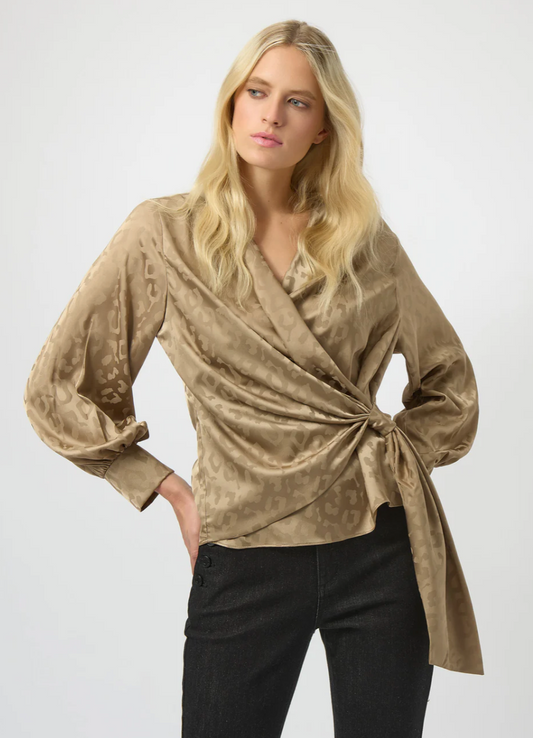 Joseph Ribkoff Leopard V-neck Wrap Top